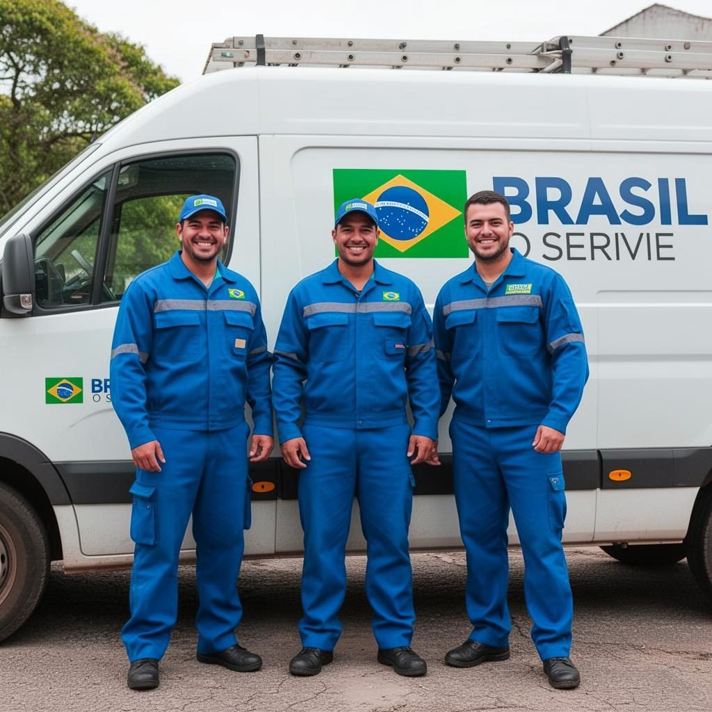 Equipe da desentupidora em São José